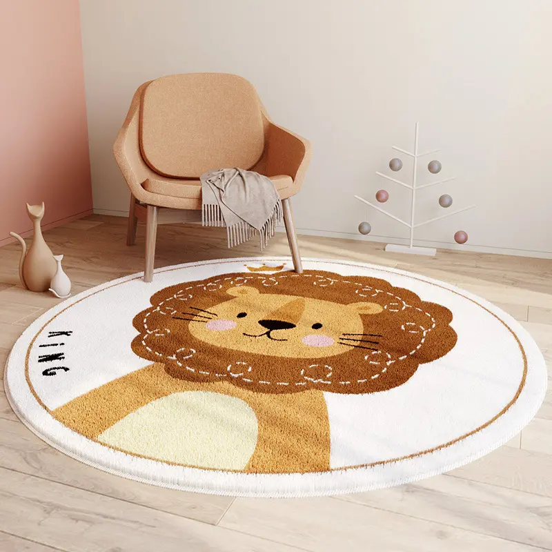 Custom Cheap 3d Printed Round Cute Bear Rug Kids Baby Waterproof Fluffy Bedroom Carpet Play Mat