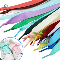 Lacets plats en satin de polyester brillant, rubans lisses, couleurs pastel variées, lacets décoratifs pour chaussures féminines