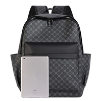Sac à dos pour ordinateur portable tendance en cuir PU monogrammé, imperméable, multi-poches, pour les trajets quotidiens et les voyages