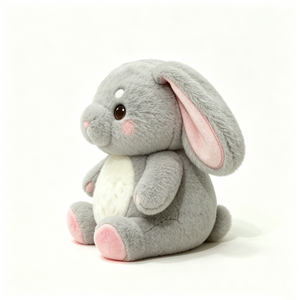 Peluche lapin gris clair personnalisée, lapin en peluche mignon assis et enroulé dans ses bras - Product Image 5