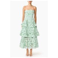 Robe midi décontractée pour femmes, sans bretelles, avec appliques florales 3D, coupe évasée, élégante, pour les occasions spéciales