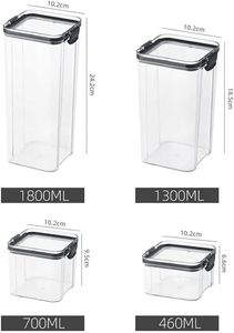 Organizador de cocina apilable de plástico transparente hermético sin Bpa para el hogar, contenedor de almacenamiento de cereales, caja de alimentos secos, tarro con tapas - Product Image 3