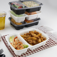 Kotak Makanan Bawa Pulang 32-2oz Biodegradable Mfpp Tray Kemasan Plastik Sekali Pakai 2 Kompartemen Microwave Clams