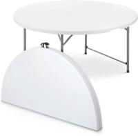 Table de banquet ronde pliable en plastique HDPE de 1,50 m (5 pieds) pour 10 personnes, moderne, facile à nettoyer, portable et durable, idéale pour l'extérieur