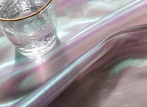 Hete Verkoop Nieuwe Heldere Stof Transparante Glitter Lucency Holografische Organza Stof Voor Trouwjurk