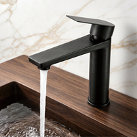Robinet mélangeur de salle de bain sur plan, corps haut, OEM CUPC, moderne, noir mat, en acier inoxydable 304, monocommande, monotrou