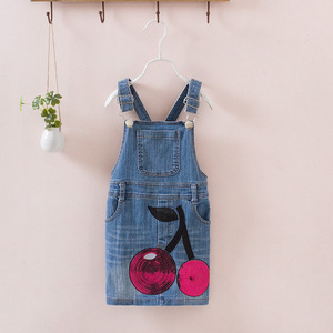 Vente en gros en ligne de vêtements pour enfants, robe courte en jean décontractée et mignonne pour filles, provenant d'un fournisseur chinois - Product Image 3