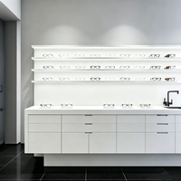 Vitrine optique blanche minimaliste,comptoir de vente au détail moderne avec tiroirs pour le stockage et l'affichage de lunettes