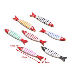 Ciondolo a Forma di <span class=keywords><strong>Pesce</strong></span> Smaltato in Acciaio Inossidabile Placcato Oro 18K, Pendente a Doppio Smalto a Forma di <span class=keywords><strong>Pesce</strong></span>, Accessori per Creazione di Gioielli - Product Image 5