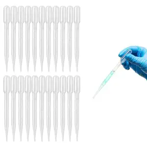 100pcs Lip Gloss Transfer Essential Oils Science Lab Plastic Disposable Calibrated Graduated Eye 3ml Dropper Transfer Pipettes