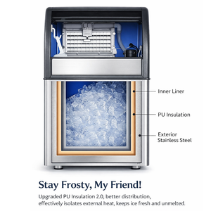Máquina de Hielo Comercial de 60KG/24H, Autolimpiante, Refrigerada por Agua, Ahorro de Energía, Bajo Consumo, para Bares, Cafés, Hoteles, 110-240V, 60KG/24H - Product Image 2