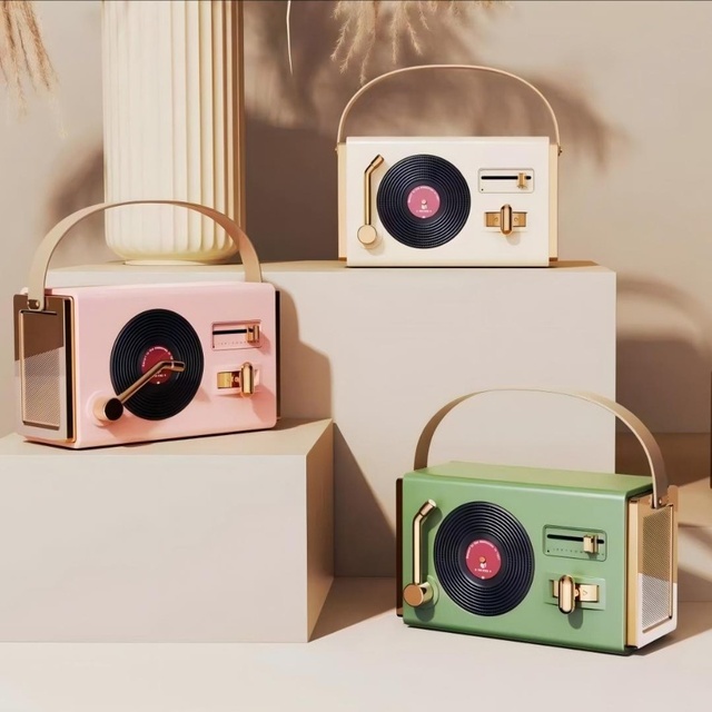 C220 Retro for 5.3 Speaker IPX6 Waterproof Multifunctional Compact Record Player for Mobile Phones Computers Desktop New
