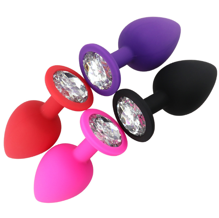 3 Size Set Portable Silicone Jeweled Chastity Anal Plug