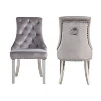 Ensemble de chaises de salle à manger pour hôtel et restaurant de luxe moderne avec structure en acier inoxydable et tissu en velours gris, meubles pour la maison