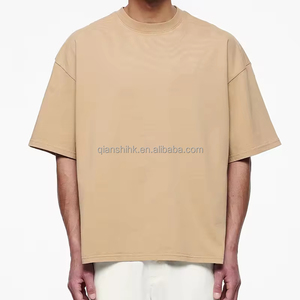 Camiseta de hombre de algodón de manga corta con hombros caídos, lisa, personalizada, de gran tamaño y peso pesado, para verano, al por mayor - Product Image 1