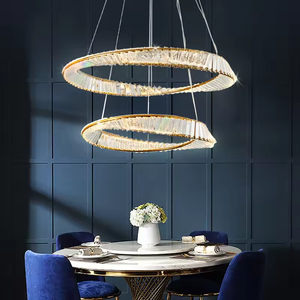 Zèle Éclairage Moderne Ovale Anneau Pendentif Lumière Salon Salle À Manger Suspendu K9 Cristal LED Suspension - Product Image 3