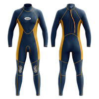 Combinaison de plongée professionnelle en néoprène de 3mm pour hommes, combinaison de plongée intégrale, bleu jaune, bloc de couleurs, avec genouillères de protection, maillot de bain thermique