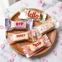 MOQ 1000 pièces, sachets thermoscellés, emballage artisanal pour bonbons, nougat, biscuits, 4x9,5 cm, plastique de qualité alimentaire, sachet jetable à fermeture arrière