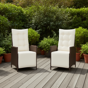 Juego de 2 sillas reclinables de ratán marrón para jardín, muebles de patio estándar para uso en exteriores - Product Image 2