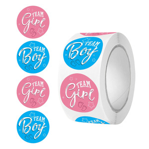 Pegatinas Redondas de 2.5cm para Revelación de Género de Bebé, Niño o Niña, Resistentes al Agua, Artículos para Fiestas, Etiquetas Novedosas para Cumpleaños - Product Image 1