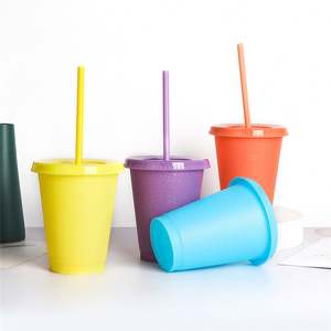 Gobelets isothermes pour café glacé, changement de couleur, 24 oz, réutilisables, anti-fuite, en plastique, avec couvercles et pailles, pour les fêtes - Product Image 1