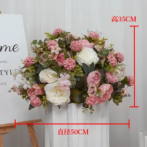C-FB034 Wholesale Wedding Silk Red Rose Floral Table Centerpieces Artificial Large Flower Ball For Event Party Decoration