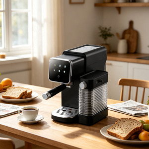 Machine à café expresso pour la maison, thermobloc, réservoir d'eau transparent de 1,0 L, réservoir de lait de 0,9 L, contrôle de température par PCB, <span class=keywords><strong>plaque</strong></span> de préchauffage de la tasse - Product Image 1