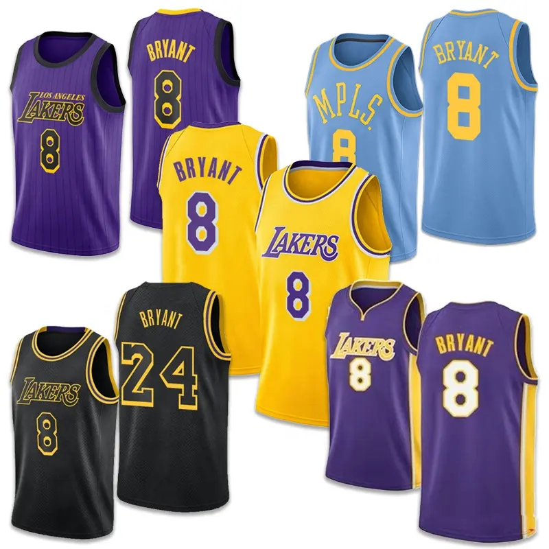 Customized 2022 New Design Embroidery Men's #8/#24 Bryant Custom Men's #8 Laker Bryant Basketball Jerseys uniform