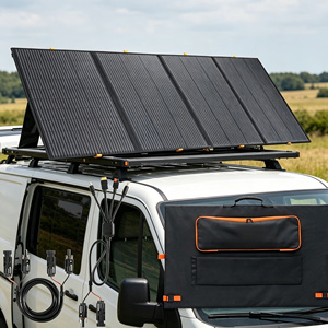 แผงโซลาร์เซลล์พับได้ SUN SOLAR 400W 4 แผ่น ETFE สีดำ สำหรับใช้งานกลางแจ้งและตั้งแคมป์ - Product Image 2