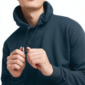 Sudadera con Capucha y Cremallera para Hombre, Azul Marino Sólido, Forro Polar 100% Algodón, Corte Regular, Ropa Casual de Invierno con Bolsillo, Transpirable - Product Image 2