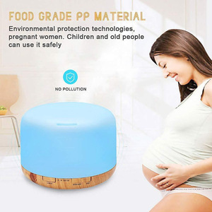 새로운 공장 직매 우드 그레인베이스 다채로운 야간 조명 가습기 아로마 테라피 디퓨저 - Product Image 3