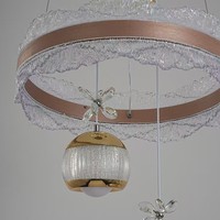 Lustre de salle à manger moderne de luxe doré, lampe suspendue créative en forme d'anneau papillon pour salon, éclairage LED avec télécommande