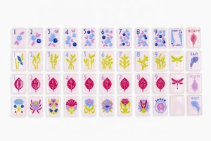 Halo Botanical Paris Pink Ensemble de <span class=keywords><strong>Mahjong</strong></span> Américain de Luxe en Acrylique à Couche Unique avec Supports, pour Soirées de Jeu en Famille, Achat en Gros, Logo Personnalisé - Product Image 3