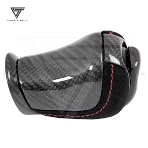Pomello del cambio interno in fibra di carbonio con vera pelle Nubucx nera per Nissan R35 GTR - Product Image 4