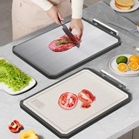 Planche à découper de cuisine 2-en-1 en acier inoxydable de 16 x 11 pouces, en paille de blé PP et acier inoxydable SS304 de qualité alimentaire pour la maison