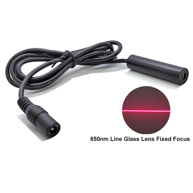 New 30mw 650nm Red Line Laser Diode Module 12x50mm Size with Fixed Focus Glass Lens Laser Module DC Line for Industrial Use