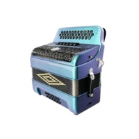Accordéon diatonique SEASOUND 34 boutons 12 basses 6 registres vert caméléon noir argent grille boutons noirs JB3412E Musical