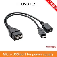 Kabel pengisi daya USB a betina ke 2 port, kabel Data Y OTG pria dan wanita