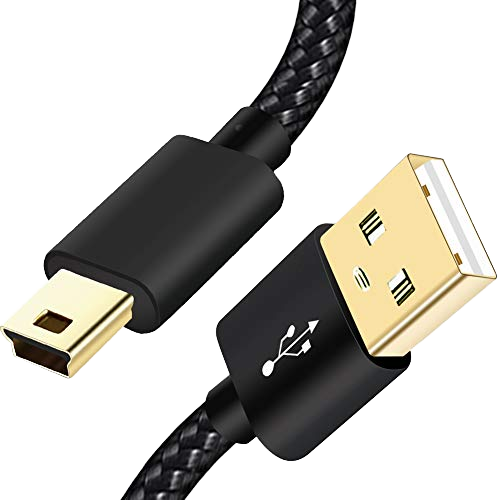 USB 2.0 USB-A Male to Mini B Male Data Cable, 28AWG for Camera, GPS