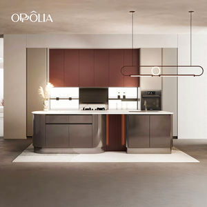 OPPOLIA Fabrication sur mesure de table d'îlot modulaire avec porte laquée brillante E1 en bois massif, armoires de cuisine modernes - Product Image 2