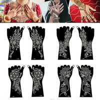 Ensemble de Pochoirs Traditionnels Multi-Motifs pour Tatouages Temporaires à la Main, en Papier, pour l'Art au Henné