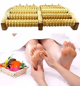Logo kustom berbagai pemijat kaki kayu rol pemijat kaki ganda untuk rileks meringankan nyeri tumit <span class=keywords><strong>Plantar</strong></span> Fasciitis - Product Image 2
