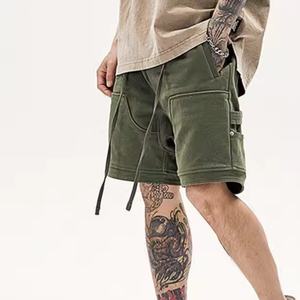 Pantalones Cortos Cargo para Hombre al por Mayor, Personalizados, Lisos, de Algodón, Casuales, Bordados, con Cintura Elástica, Estilo Vintage, Lavado Ácido, Holgados - Product Image 2