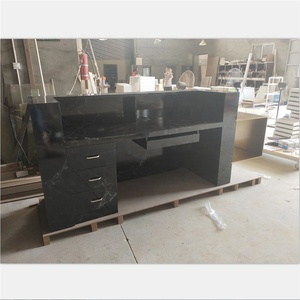 Bureau de réception de salon moderne, <span class=keywords><strong>comptoir</strong></span> de réception en marbre doré et noir, personnalisé - Product Image 3