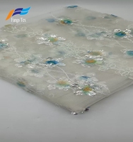 Tissu en tulle brodé floral 3D léger, double face, antistatique, avec dentelle, sequins et perles, vente chaude 120