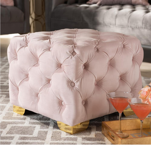 Di Vendita caldo di Base In Acciaio Inox <span class=keywords><strong>Rosa</strong></span> Pulsante di Velluto Trapuntata Pouf Poggiapiedi Sgabello Per La Casa Hotel Mobili - Product Image 2