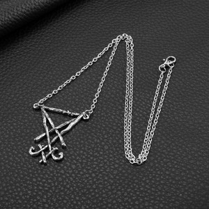 Collares con Colgante de Signo de Poder Malvado Estilo Punk Lucufer para Hombres y Mujeres, Joyería de Moda - Product Image 4