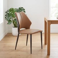 Moderner PU-Leder Esszimmerstuhl Luxuriöse Metallbeine Leuchtende Farben Gepolsterte Stühle Designer Heim- und Restaurantmöbel