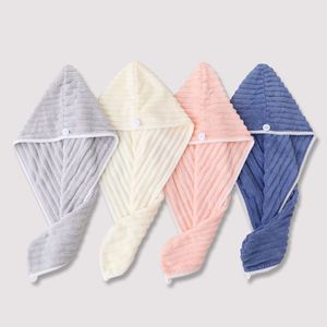 Coral Fleece Hair Drying Cap 25x65cm 7A Antibacterial Quick Dry Home Use Solid Color Microfiber Towel - Product Image 3