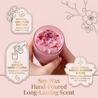 Vela Aromática de Cera de Soja con Aroma a Flor de Cerezo Personalizada, con Decoración Floral de Cristal para el Hogar, Regalo, Spa, Aromas Mixtos y Marca Privada OEM